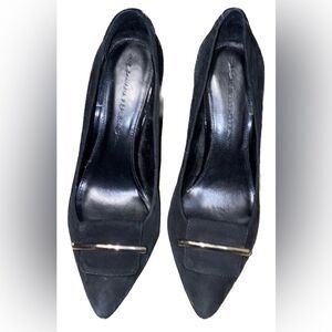 Banana Republic Black Suede pumps with gold detail